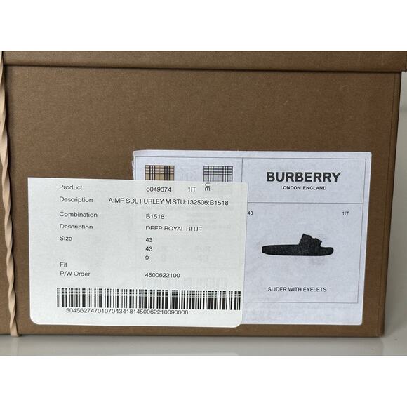 NIB $420 Burberry Eyelet Men’s Furley Royal Blue Slide Sandals 10 US 8049674 IT main image 10
